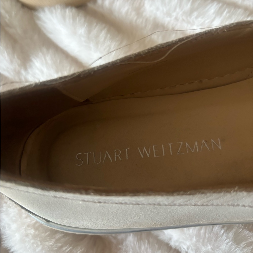 Stuart Weitzman Cream Pearl Embellished Sneakers - Picture 3 of 4